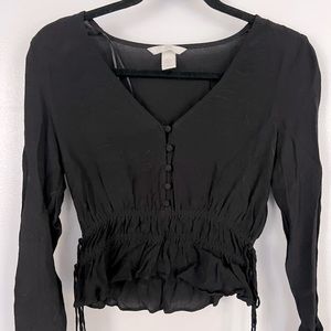 Black long sleeve crop top